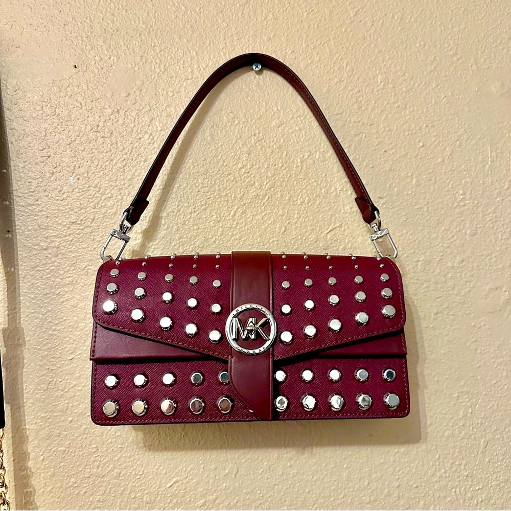 Michael Kors Greenwich Studded Saffiano Leather Shoulder Bag